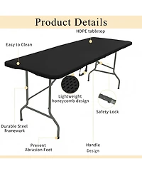 Piscifun Set Of 2 Folding Tables Carrying Handle Lightweight Portable Plastic Camping Steel Indoor Outdoor Party Dining Wedding Events Picnic