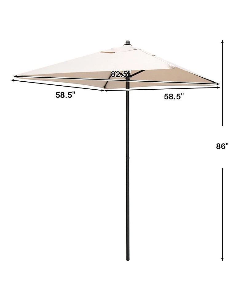 Sugift 5 Feet Square Patio Market Table Outdoor Umbrella with Quick Release Button
