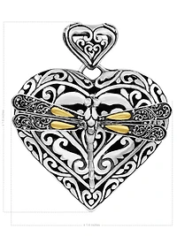 Devata Dragonfly Heart Pendant Necklace in Sterling Silver and 18K Gold