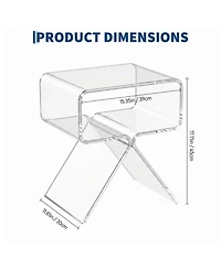 homfan One-Piece Molded Clear Acrylic Side Table with Storage Compartment, 15.35" x 11.81"