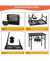 Piscifun Camping Table Mesh Desktop Lightweight Portable Folding Grill Height Adjustable Metal Outdoor Cooking Bbq Picnic