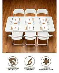 Piscifun Folding Camping Table Portable 6ft Heavy Duty Plastic Indoor Outdoor