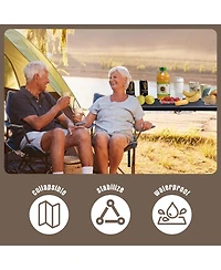 Piscifun Folding Table 4ft Heavy Duty Plastic Indoor Outdoor Portable Square Card Picnic Party Camping Handle