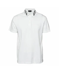Pre-Owned Versace Men's Floral Embroidered Collar Pique Polo T-Shirt