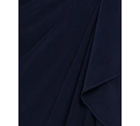 Betsy & Adam Plus Beaded-Sleeve Side-Ruffle Maxi Dress