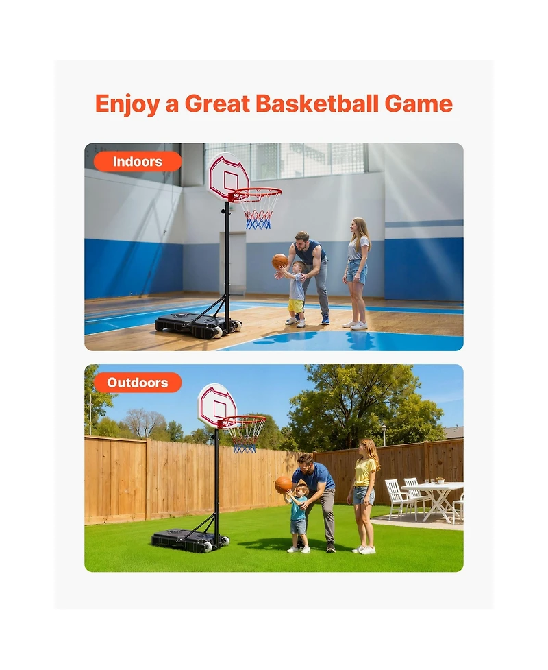 Zeny Portable Basketball Stand, Adjustment Basketball Hoop and Goal, Kids Adjustable Basketballs Hoop with Nylon Net and Rolling Wheels