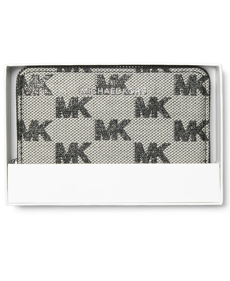 Michael Michael Kors Silver-Tone Hardware Compact Card Case Wallet