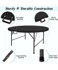 Piscifun Round Folding Table Fold in Half Portable Plastic Indoor Outdoor Party Dining Wedding Camping Picnic Events Handle