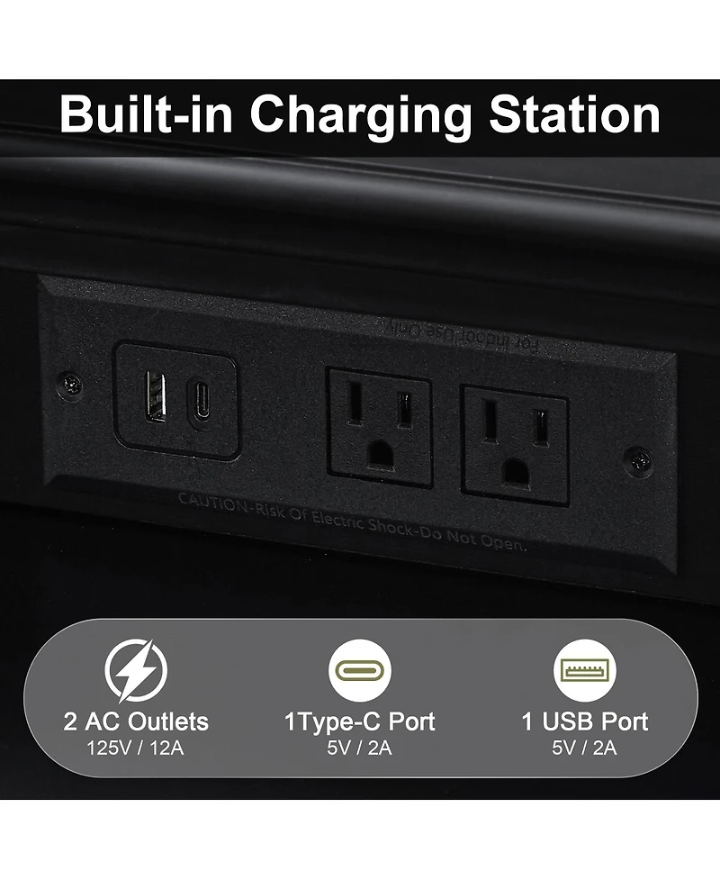 Streamdale Furniture 28" Farmhouse 3-Drawer Nightstand with Charging Station and Usb Ports
