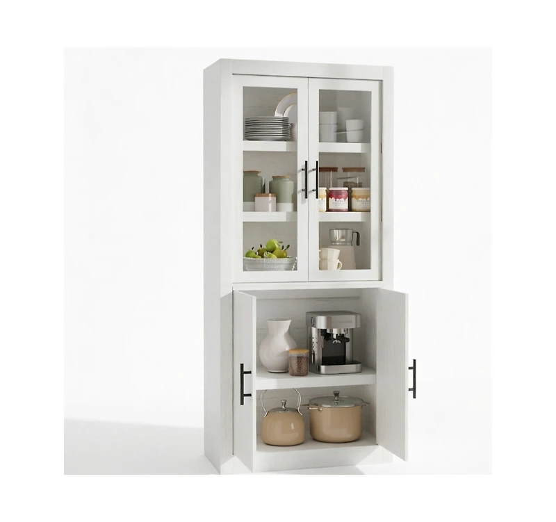 homfan 70.45" Tall Farmhouse Kitchen Pantry Cabinet, 4-Door Wood Storage with Adjustable Shelves