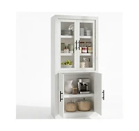 homfan 70.45" Tall Farmhouse Kitchen Pantry Cabinet, 4-Door Wood Storage with Adjustable Shelves