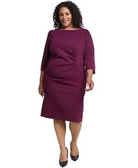 Jessica Howard Plus Long-Sleeve Boat Neck Sheath Dress