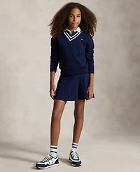 Polo Ralph Lauren Girls' 7-16 Striped Fleece V-Neck Sweatshirt