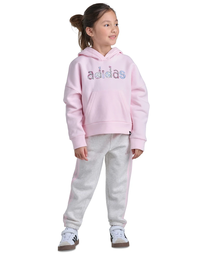 adidas Girls' 2T-6X Long-Sleeve Hoodie and Jogger Pants, 2-Piece Set