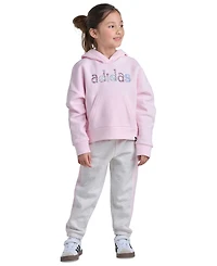 adidas Girls' 2T-6X Long-Sleeve Hoodie and Jogger Pants, 2-Piece Set