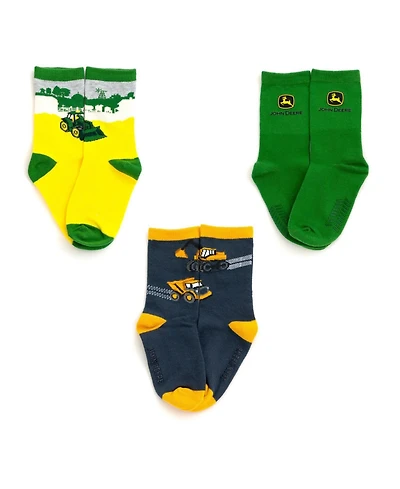John Deere Little Kids' Boy or Girl ( 4 - 6 ) Non-Slip Grip Crew Socks Set