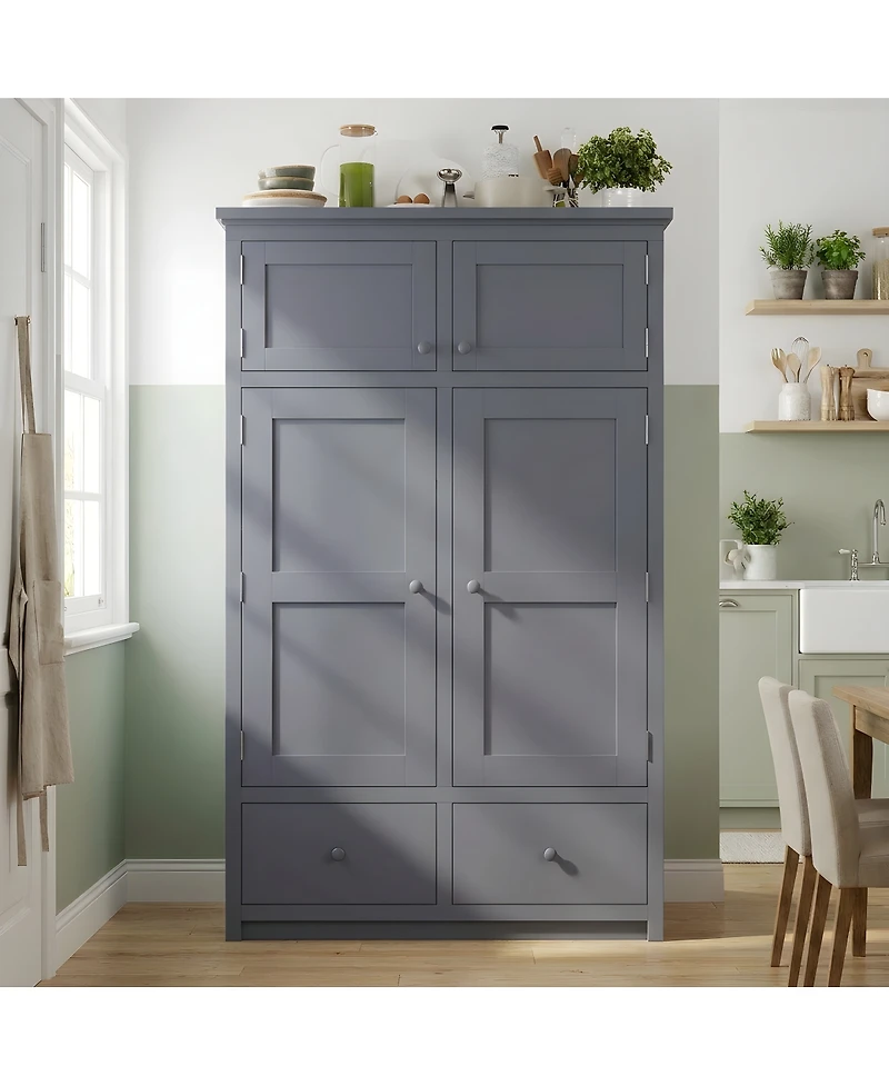 Streamdale Furniture Freestanding Kitchen Pantry Cabinet with 8 Door Shelves and 6 Drawers