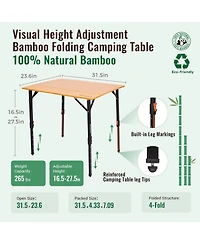 Piscifun Folding Camping Table Ultralight Portable Fiberglass Adjustable Height Aluminum Carry Bag Outdoor Picnic Beach Bbq