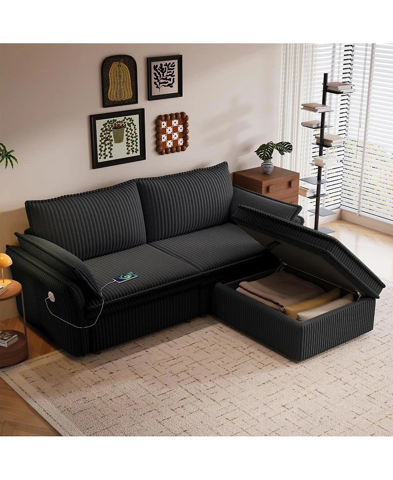 Streamdale Furniture 85-Inch Convertible Plush Sofa Bed