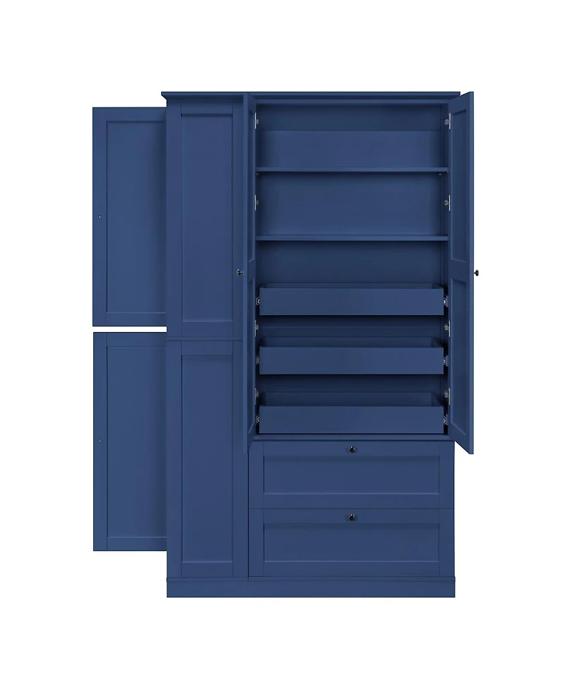 Streamdale Furniture 73.6" Farmhouse Kitchen Pantry Cabinet with 8 Shelves, 2 Drawers and 4 Doors