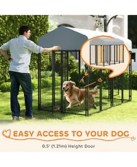Ruie Two Room Outdoor Dog Kennel with Water Resistant Sun Proof Cover