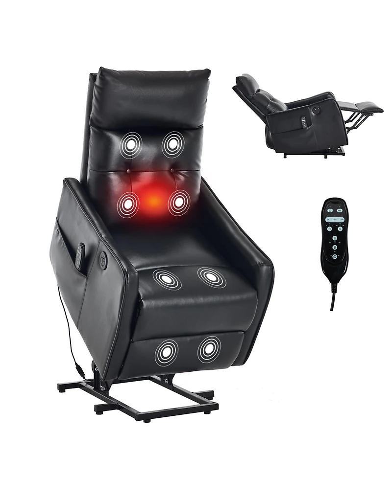 Clihome Power Lift Recliner Chair with Massage and Heat, 155degree(s) Reclining Usb Port, Pu Leather