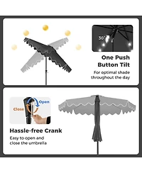 Sugift 10 Feet Patio Umbrella with Solar Led Lights and Weighted Base
