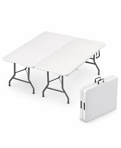 Aofar 2 Pack 6Feet Foldable Table Steel Handle Portable Heavy Duty