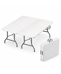 Aofar 2 Pack 6Feet Foldable Table Steel Handle Portable Heavy Duty