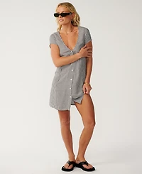 Rip Curl Women's Vibe Surf V-Neck Button-Up A-Line Dress