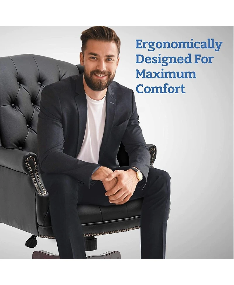 Streamdale Furniture Ergonomic Executive Office Chair - Thick Padded Pu Leather Desk Chair