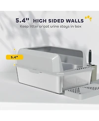 Ruie Stainless Steel Cat Litter Box High Sided with Metal Scoop