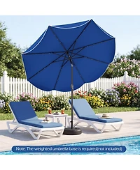 Sugift Scalloped Solar Market Patio Umbrella with 24 Led Lights and Push Tilt