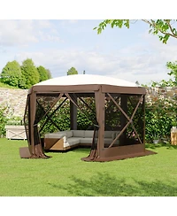 homfan 11.5x11.5Feet 6-Sided Pop-Up Gazebo, One-Push Setup, Mesh Panels and Removable Wind Cloths, Upf 50+ Outdoor Canopy for Patio, Camping, Events