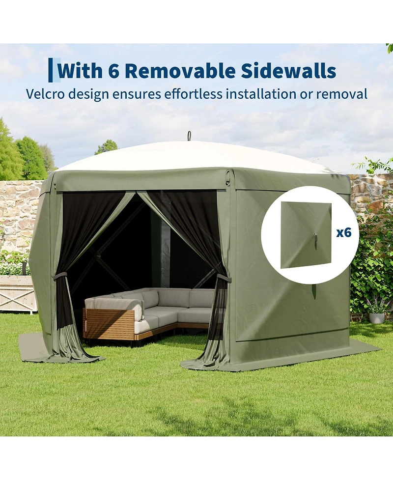 homfan 11.5x11.5Feet 6-Sided Pop-Up Gazebo, One-Push Setup, Mesh Panels and Removable Wind Cloths, Upf 50+ Outdoor Canopy for Patio, Camping, Events