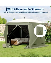 homfan 11.5x11.5Feet 6-Sided Pop-Up Gazebo, One-Push Setup, Mesh Panels and Removable Wind Cloths, Upf 50+ Outdoor Canopy for Patio, Camping, Events