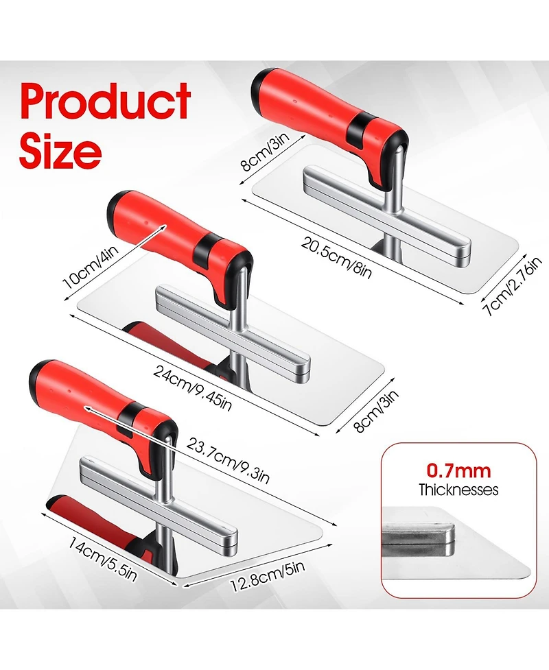 Xdovet Stainless Steel Trowels Soft Grip Plastering Tools