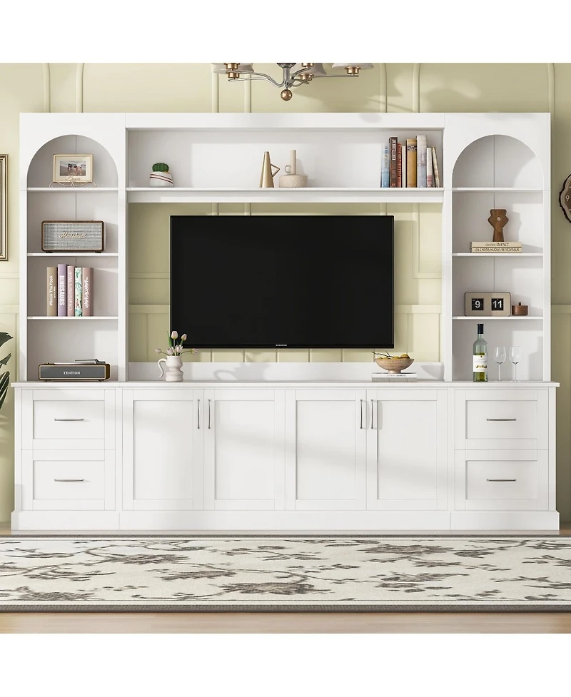 Streamdale Furniture Modern Arched Entertainment Center Wall Unit for TVs up to 65"