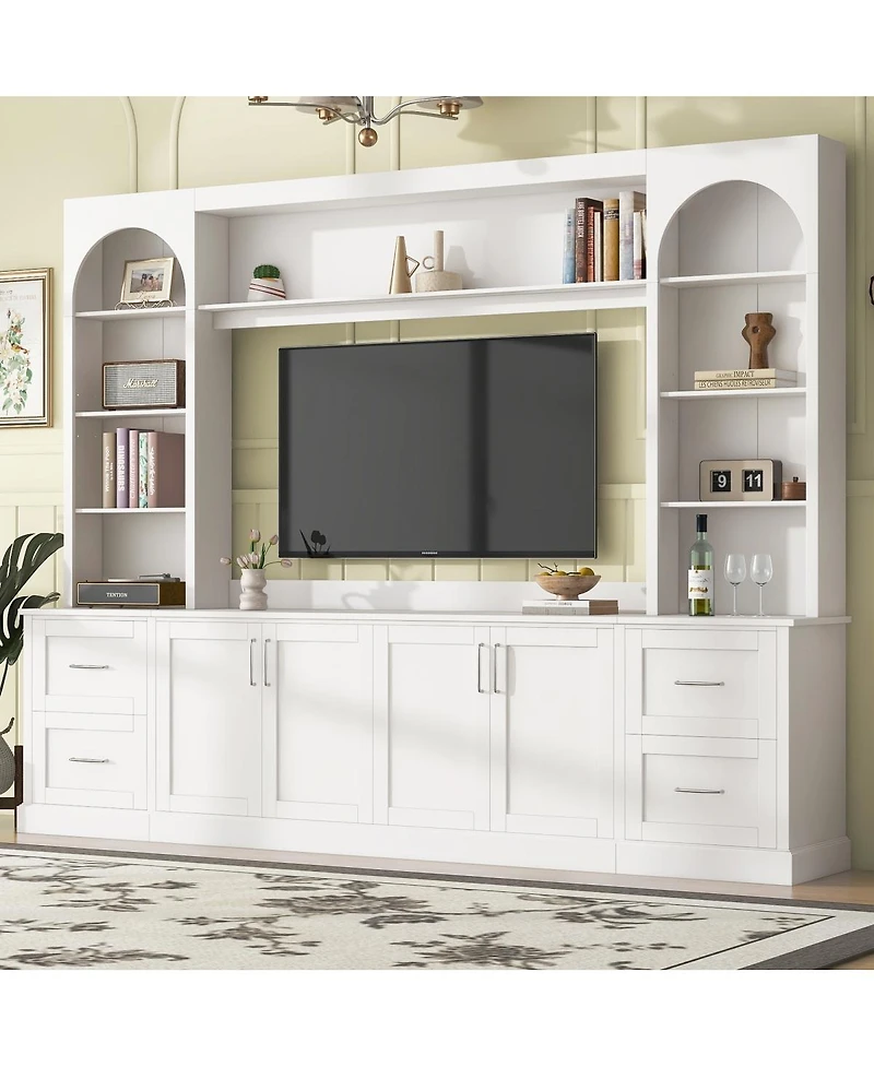 Streamdale Furniture Modern Arched Entertainment Center Wall Unit for TVs up to 65"