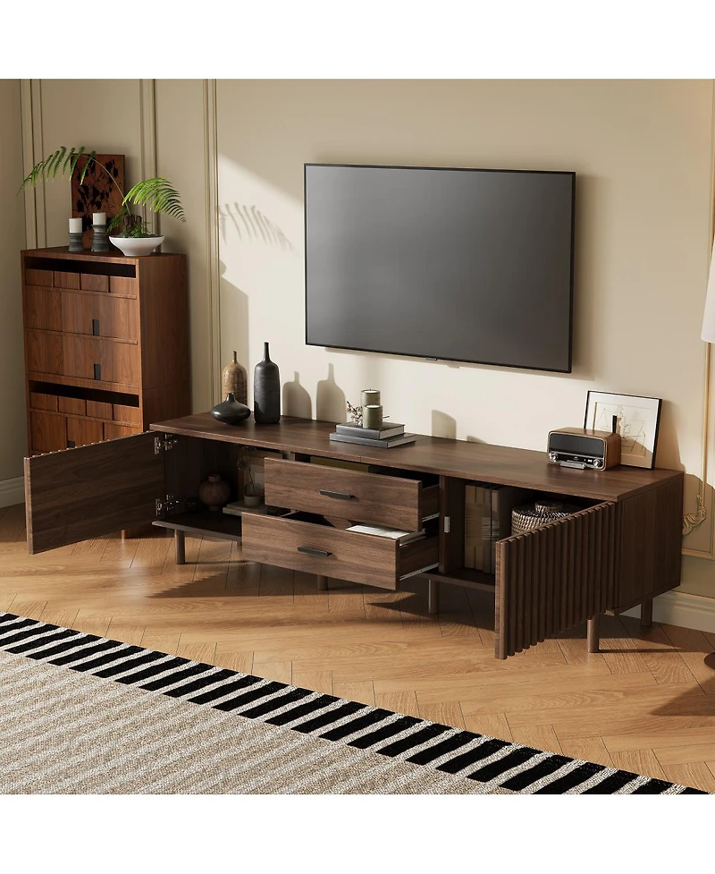 Streamdale Furniture 70-Inch Modern Tv Stand for TVs up to 80 Inches with Storage and Wood Legs