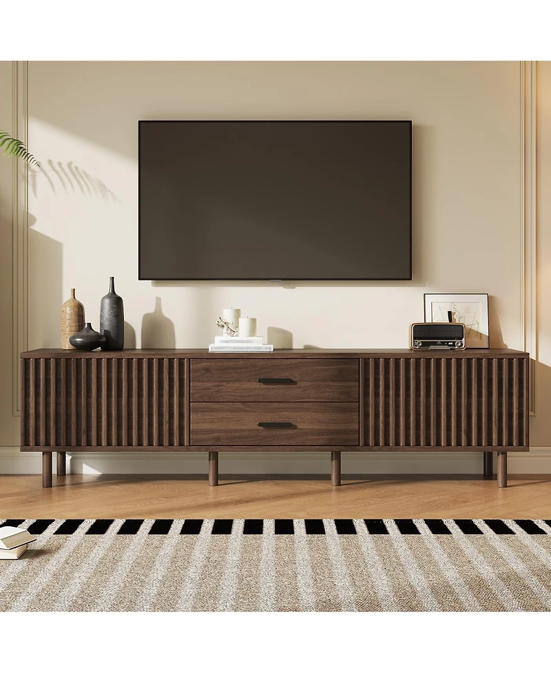 Streamdale Furniture 70-Inch Modern Tv Stand for TVs up to 80 Inches with Storage and Wood Legs
