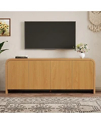 Streamdale Furniture Farmhouse Curved Edge Tv Stand for TVs up to 70" with Large Cabinets