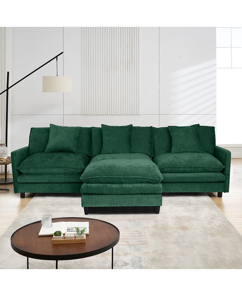 Streamdale Furniture =108-Inch L-Shaped Modular Chenille Fabric Sofa