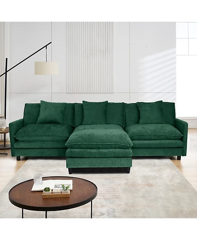 Streamdale Furniture =108-Inch L-Shaped Modular Chenille Fabric Sofa