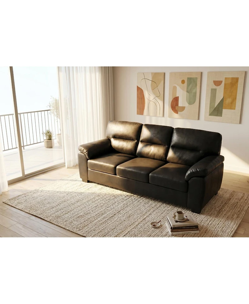 Streamdale Furniture 81" Modern Foil Fabric 3-Seater Sofa with Triangular Legs