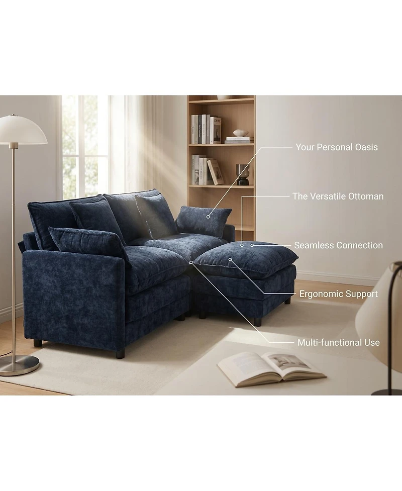 Streamdale Furniture 108" L-Shaped Modular Cloud Sectional Sofa with Ottoman