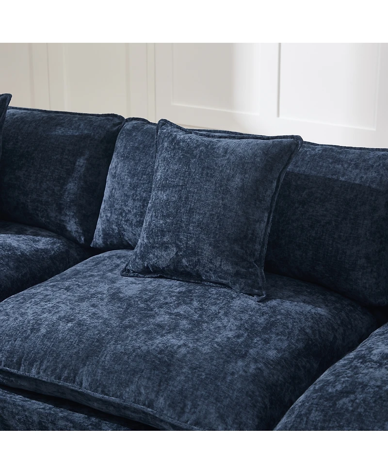 Streamdale Furniture 108" L-Shaped Modular Cloud Sectional Sofa with Ottoman