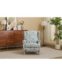 Streamdale Furniture Modern Floral Accent Chair with Retro Wood Legs