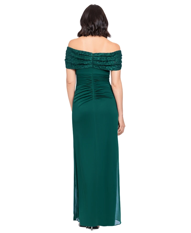 Betsy and Adam Women's Long Off-the-Shoulder Dress