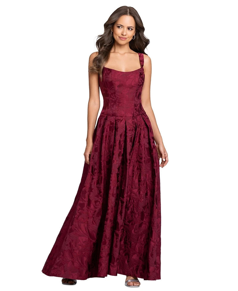 Betsy & Adam Women's Floral A-Line Gown